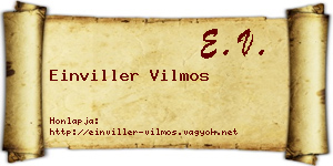 Einviller Vilmos névjegykártya